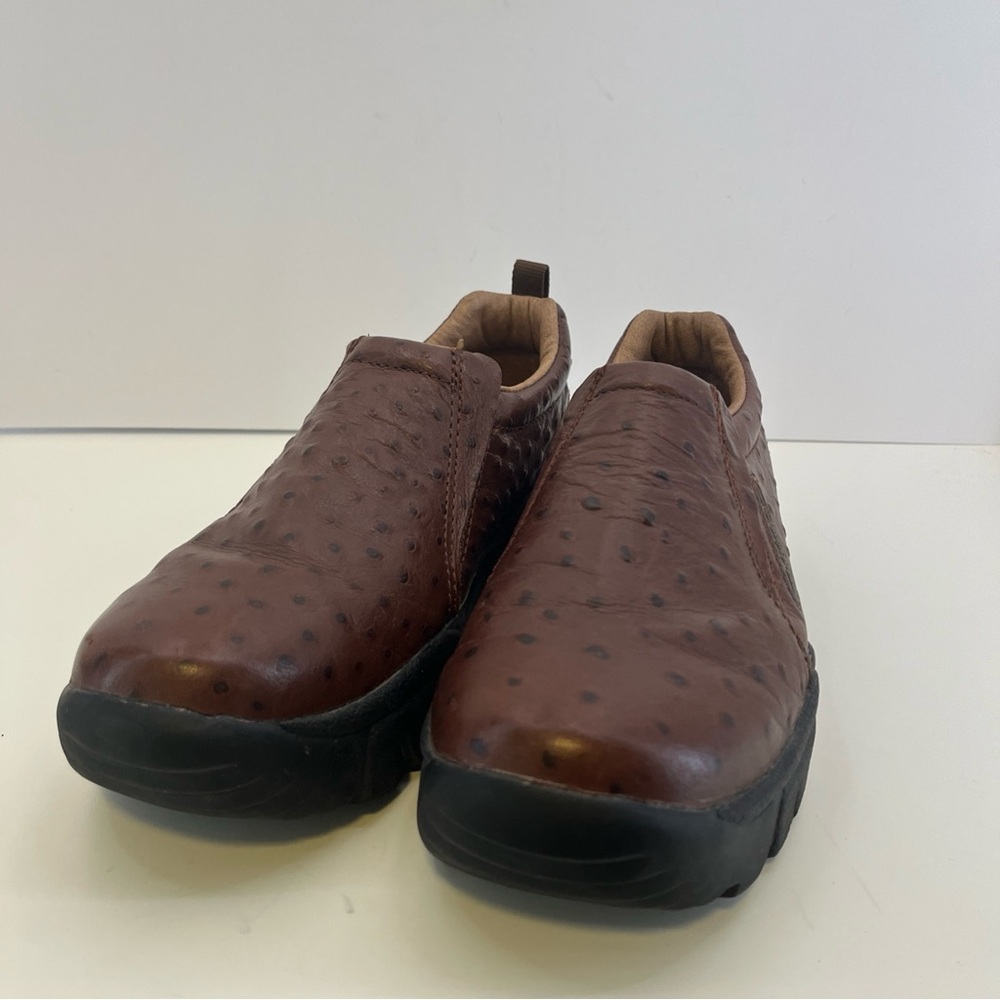 Roper Performance Work Safety Slip On Shoes Men’s 8.5 EE Faux Ostrich Brown